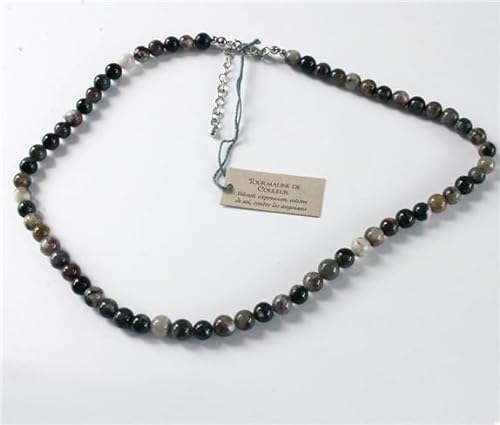 Halskette mit Turmalin-Motiv, runde Perlen, 7 mm