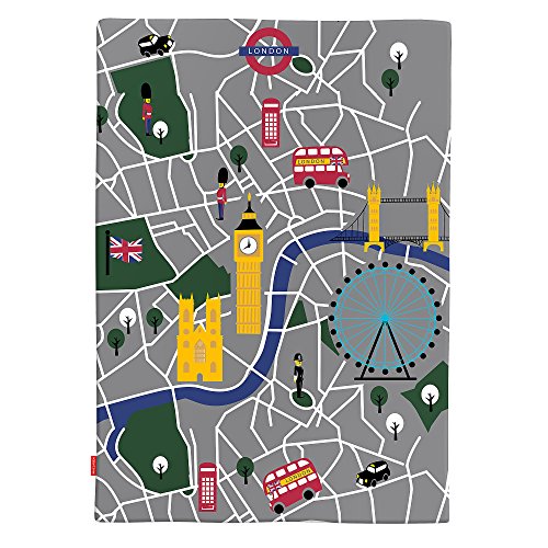Maclaren Beidseitig benutzbare Decke London City Map-Zweiseitige, weiche, strapazierfähige und maschinenwaschbare Decke. Lässt sich leicht am Rahmen vom Buggy befestigen mit den enthalten Clips.