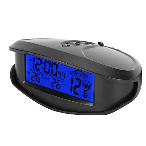 Suuonee Thermometer, EC98 Digital LED Auto Automobil Thermometer Voltmeter Messgerät Spannungsprüfer mit Zeitfunktion