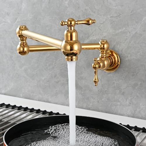 Kaltwasserhahn Küche Wandmontage Drehbar Klappbar Messing Wasserhahn Küche Kaltwasserhahn-Gold
