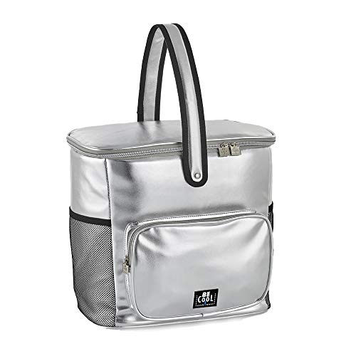 Be Cool Große City Basket Kühltasche in Silber M, 33 x 18 x 30cm, ca. 17,5 Lvolumen mit Breiten Tragegriffen für Picknick, Schule, Ausflüge, Reisen