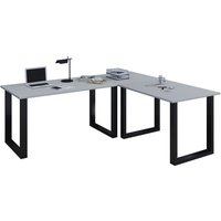 Eckschreibtisch, Schreibtisch, Büromöbel, Computertisch, Winkeltisch, Tisch, Büro, Lona, 160 x 130 x 50 cm grau