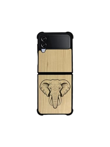 Schutzhülle für Samsung Galaxy Z Flip aus Holz, hergestellt in Frankreich, Motiv: Elefant – Galaxy Z Flip 4 – Charme
