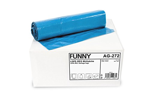 Funny LDPE Müllsäcke, 700 x 1100 mm - Typ 80 , blau, circa 120 L, 1er Pack (1 x 250 Stück)