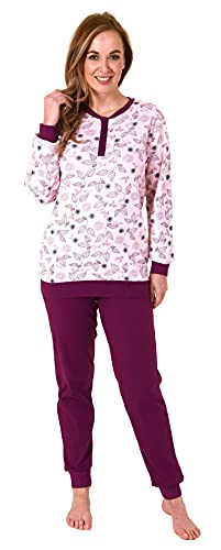 NORMANN-Wäschefabrik Edler Damen Interlock Pyjama lang mit Bündchen - auch in Übergrössen - 212 201 96 105, Farbe:rosa, Größe:36-38