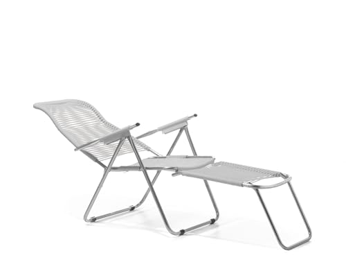 Spaghetti Fiam Liegestuhl Art. 084 Bi Aluminium verchromtem Rahmen Sitz und Rücken Weiß Farbe