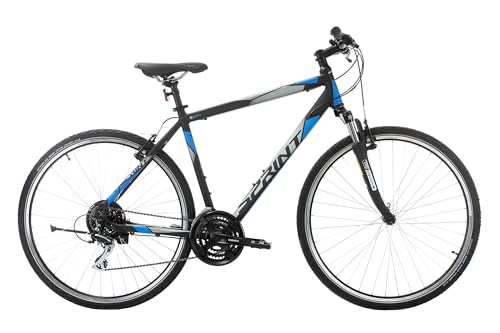 Sprint SINTERO 28 Zoll Trekking Fahrrad, ALU Rahmen, Shimano Acera 24 Gang (Schwarz Blau, 560 mm)