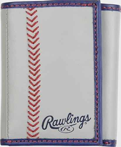Rawlings "Pop Baseball Stitch Tri-Fold Leather Wallet, Grau, Dreifach gefaltet