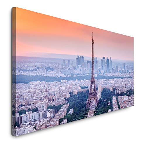 Paul Sinus Art GmbH Eiffelturm in Paris 120x 50cm Panorama Leinwand Bild XXL Format Wandbilder Wohnzimmer Wohnung Deko Kunstdrucke