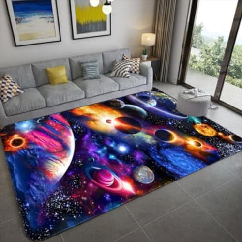 3D Space Universum Planet Muster Teppich Für Kinder Jungen Schlafzimmer, Flur Teppich Farbe Teppich Badezimmer Teppich 80X120Cm (A1,120x160 cm)