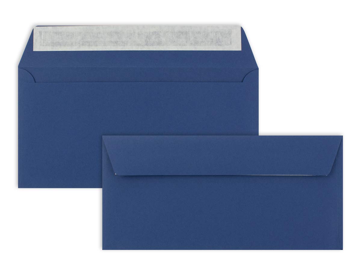 150 Brief-Umschläge DIN Lang - Dunkel-Blau/Nachtblau - 110 g/m² - 11 x 22 cm - sehr formstabil - Haftklebung - Qualitätsmarke: FarbenFroh by GUSTAV NEUSER