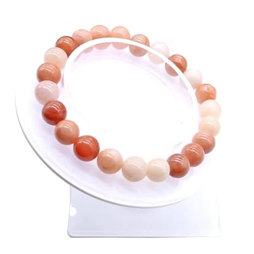 HZLXF1 Natürlicher Stein Rosa Chalcedon Crystal Perlen Armband Runde Perlen Armband Geeignet for die meisten Frauen Zubehör (Main Stone Color : Beads 10mm, Metal Color : Pink)