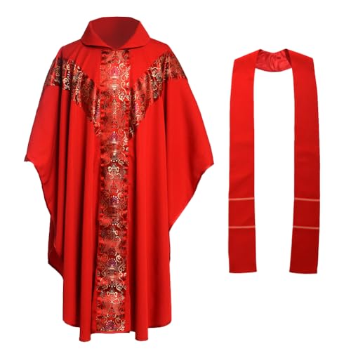 BLESSUME Priester Celebrant Messgewand katholisch Kirche Vater Masse Gewänder Robe mit Stickerei Rot