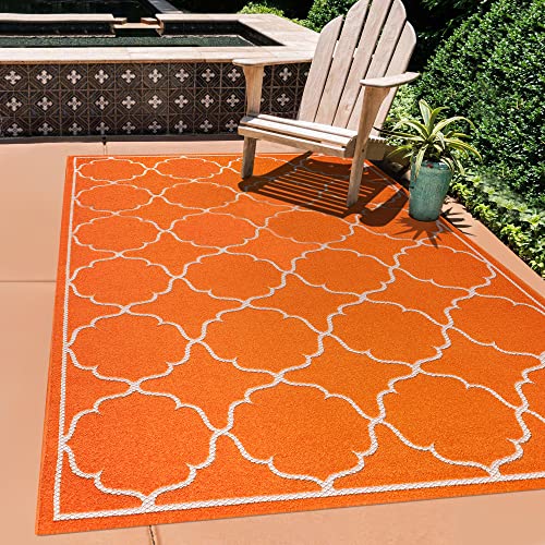 SANAT Outdoor Teppich Wetterfest - Teppich für den Innen- und Außenbereich - Balkon Teppich Wasserabweisend - Teppiche für Terrasse, Garten, Küche, Bad oder Wohnzimmer - Orange, 240 x 330 cm