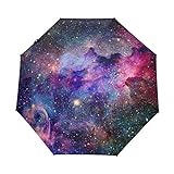 ALAZA Automatischer Faltbarer Regenschirm, Einhorn Regenbogen Stern UV-Schutz Regenschirm, Tragbare Sonnen- und Regenschirme für Kinder Frauen Männer, Farbe 18, S, Kompakt