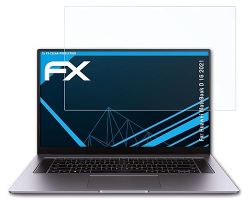 atFoliX Schutzfolie kompatibel mit Huawei MateBook D 16 2021 Folie, ultraklare FX Displayschutzfolie (2X)