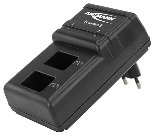 ANSMANN 9V Ladegerät für E-Block Akkus NiMH - 9V Batterieladegerät mit Einzelschachtüberwachung, automatische Abschaltung, Erhaltungsladung - Powerline 2 Akkuladegerät