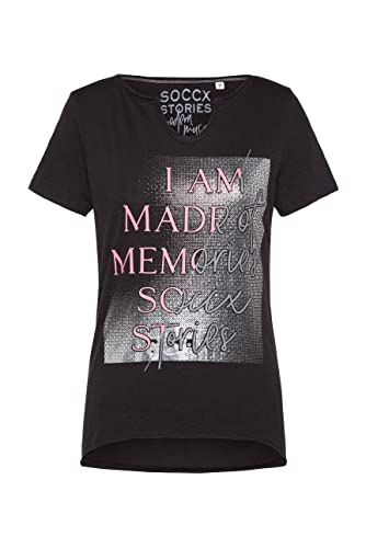 SOCCX Damen T-Shirt mit Used-Kanten und Artwork