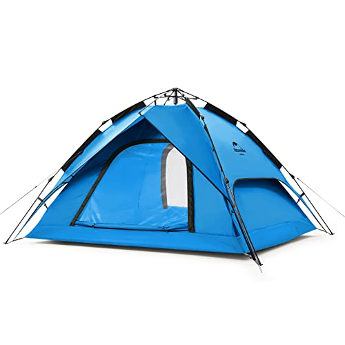 Naturehike Pop Up Zelt Wurfzelte Automatik Campingzelt 3-4 Personen Doppeldeck Kuppelzelt Großes Familienzelt mit Tragetasche (Blau - 3P)