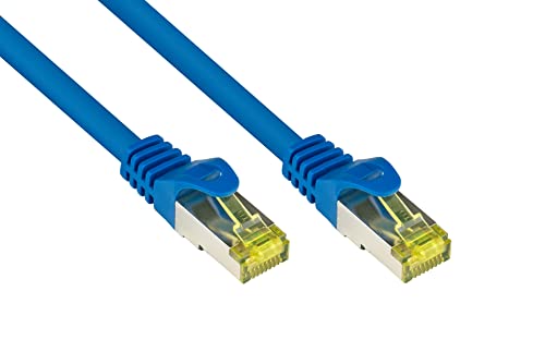 Good Connections RJ45 Ethernet LAN Patchkabel mit Cat. 7 Rohkabel und Rastnasenschutz RNS, S/FTP, PiMF, halogenfrei, 500MHz, OFC, 10-Gigabit-fähig (10/100/1000/10000-Base-T Ethernet Netzwerke) - z.B. für Patchpanel, Switch, Router, Modem - blau, 40 m