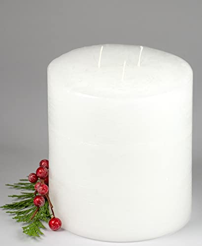 Kerzen Junglas 3 Docht Rustic-Kerze mit Struktur, Farbe: Weiß - Höhe: 12 x 12 cm Ø. Eine schöne Rustik-Kerze für Ihr Zuhause. 3 Wick Pillar Candles. (4038)