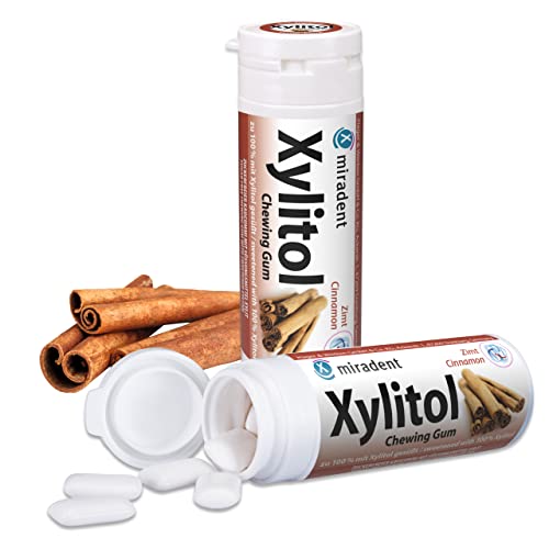 Miradent Xylitol Kaugummi Zimt 30 Stück, 4er Pack (4 x 30 g)