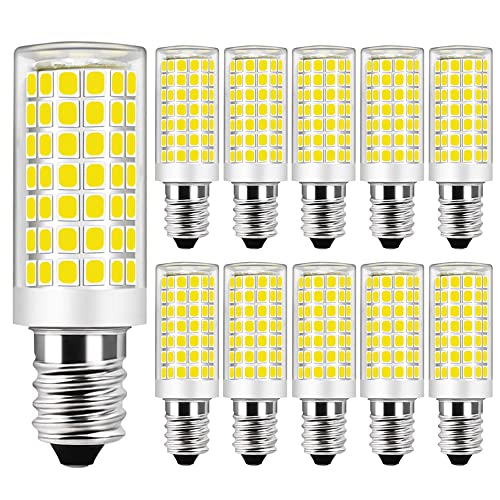 E14 LED Lampe 9W, Kaltesweiß 6000K, Kein Flimmern, 750lm Entspricht 60W-75W E14 Halogen Leuchtmittel, Keramiksockel, E14 Mini Glühbirne mit 88-LED SMD2835, AC220-240V, Nicht Dimmbar, 10er-Pack