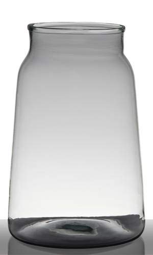 INNA-Glas Bodenvase Glas Quinn, recycelt, Trichter - rund, klar - grün, 35cm, Ø 24cm - Vorratsglas - Glasvase