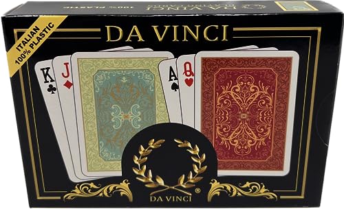 DA VINCI Persiano, italienische Spielkarten, 100 % Kunststoff, 2 Decks, Poker-Größe, regulärer Index, mit Hartschalenkoffer und 2 Karten