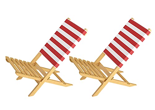 Erst-Holz® Klappstuhl Strandstuhl Anglerstuhl Gartenstuhl Stuhl zum Zusammenstecken rot-weißem Bezug V-10-353, Ausstattung Liegestuhl:Doppelpack