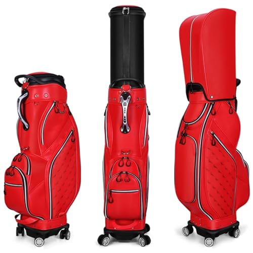 Outdoor-Golf-Cart-Tasche für Herren und Damen, wasserdichte Golf-Rack-Tasche, tragbare 4-Rad-Reise-Golfschlägertasche aus Mikrofaser-Leder
