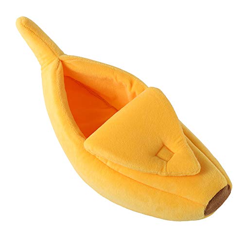 Betten & Sofas Für Katzen Hundebetten Gelbe Banane Katzenbett Haus Gemütliche Süße Banane Welpen Kissen Zwinger Warme Tragbare Pet Basket Supplies Mat Betten Für Katzen @ Gelb 65X25X18Cm