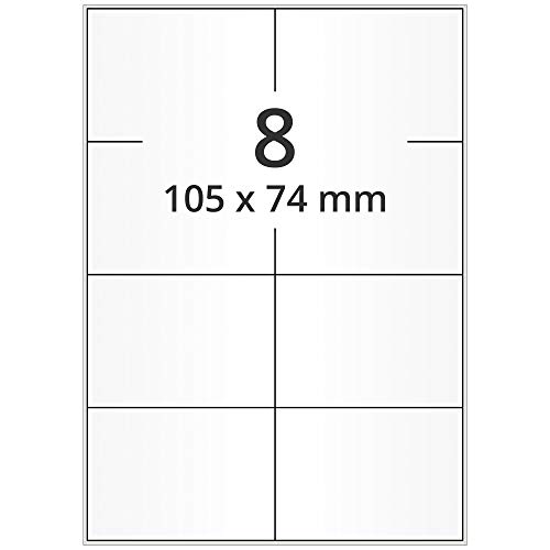 Labelident Laser-Etiketten auf DIN A4 Bogen - 105 x 74 mm - 4000 Papieretiketten weiß, matt, selbstklebend, 500 Blatt