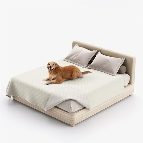 XHDZSW Wasserresistent Hundedecke - wasserdichte Hundedecke für Couch & Bett, Waschbare Haustier-Couch-Abdeckung, rutschfeste Bett Sofa Autositz Möbelschutzmatte (82x102in,Weiß)