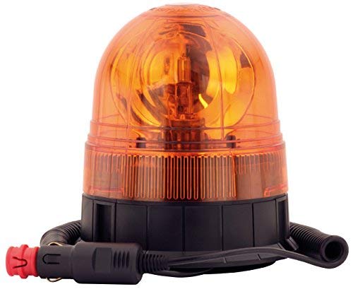 AdLuminis Halogen Rundumleuchte Orange Mit Magnetfuß, Blinkleuchte 12V 24V, ECE R65 Straßenverkehr Zulassung, KFZ Auto Warnleuchte