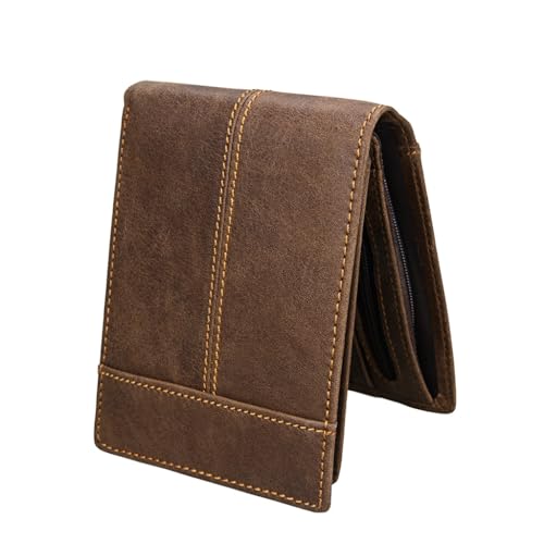 GHQYP Exquisite Casual Geldbörse Herren Vintage Crazy Horse Leder Multi-Karten-Geldbörse Kurze Geldbörse Erwachsene Jugend Familie Freunde Clutch