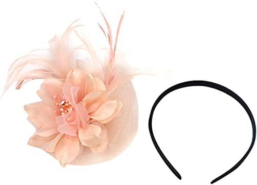 Mesh Damen Fascinator Blumen Haarnadel Brosche Corsage Braut Haarband Party Fascinator Kleines Stirnband (Color : Pink, Size : One Size)