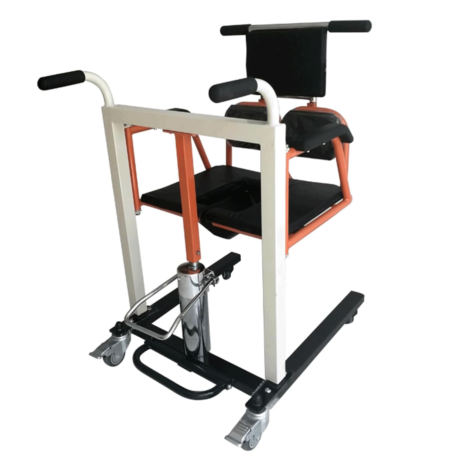 Patientenlift-Transfer-Mobilitätsstuhl, hydraulischer Patientenlift-Rollstuhl für Heimtransferlift, tragbarer Transportrollstuhl aus Stahl für ältere Badezimmer-Toiletten