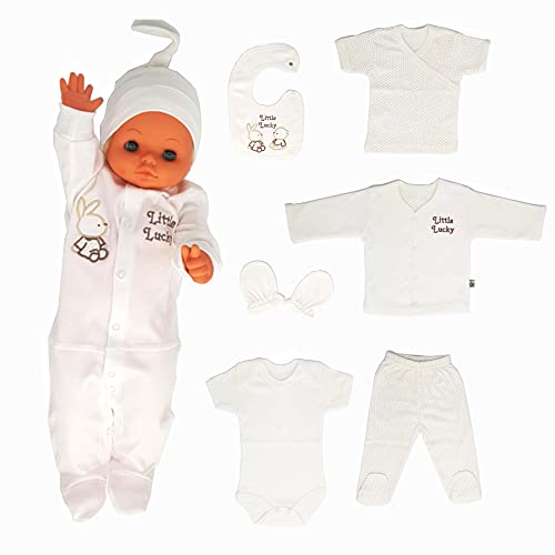 Neugeborenen Baby Geschenk Set Bekleidungsset 100% natürliche Baumwolle Erstausstattung Erstlingsausstattung Ausstattung Unisex Geschenkset- 8 Teilig 0-4 Monate