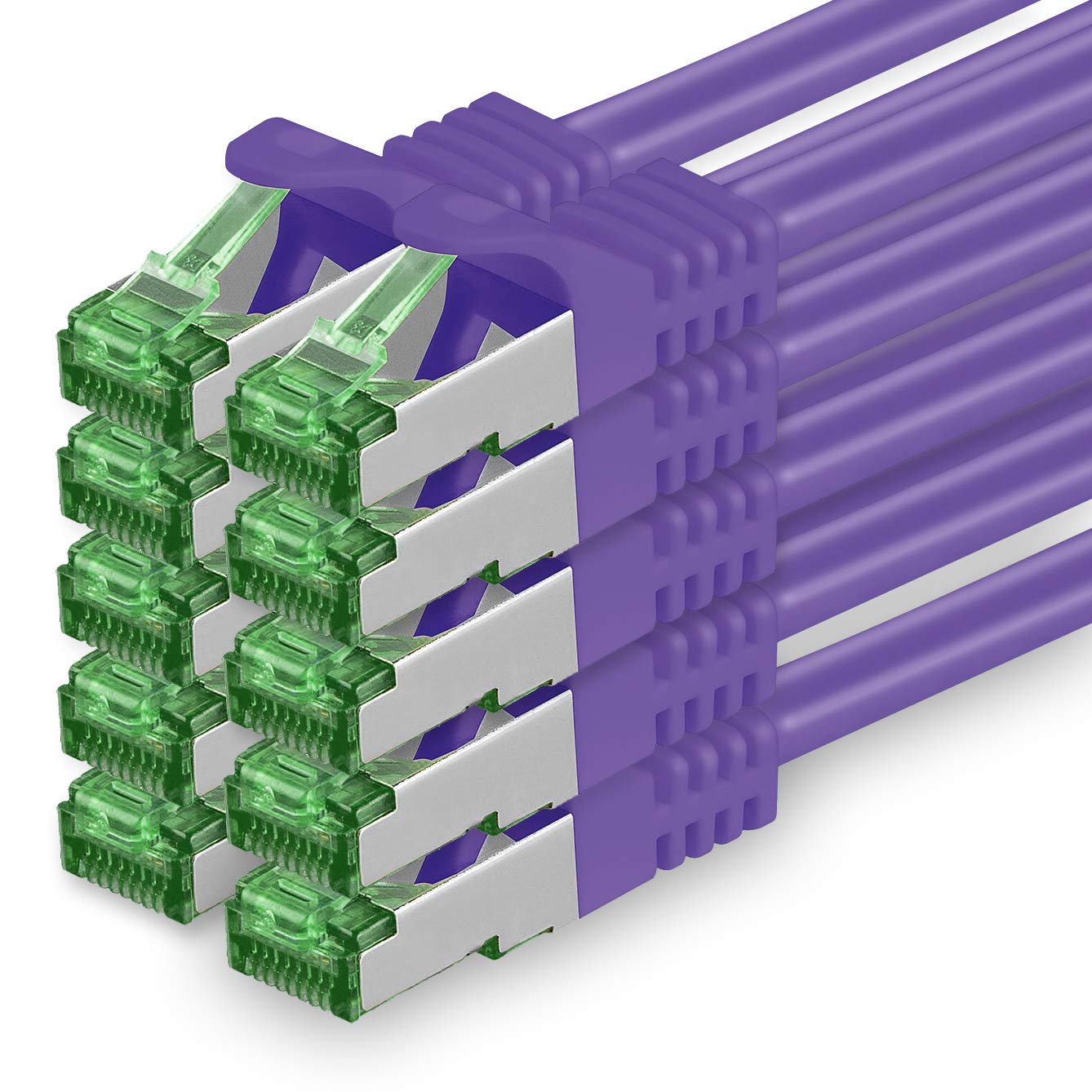 10 M Cat.7 Netzwerk-Kabel 10 Stück Cat7 Patch-Kabel Lan-Kabel Ethernet RJ45 10 Gbit/s (Alle Internetgeschwindigkeiten) Violett 10 Meter