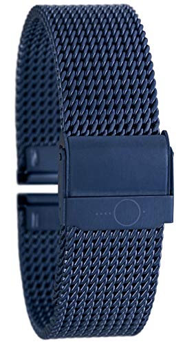 14mm BandOh Edelstahl Milanaise Uhren Armband Blau mit Sicherheitsverschluss