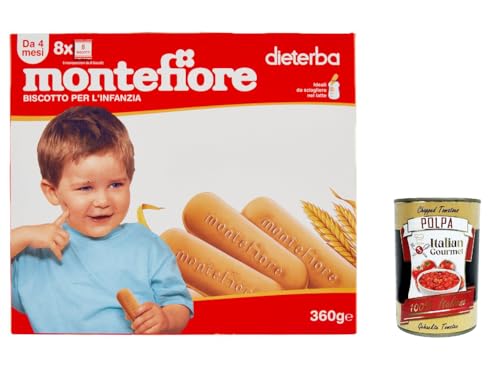6x Montefiore - Biscotto per l'Infanzia, dal 4 mese - 360 g + Italian Gourmet polpa 400g