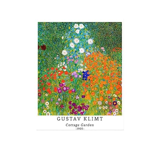 Gustav Klimt Poster Abstrakt《Gartenblume》Leinwand Gemälde Gustav Klimt Drucke Gustav Klimt Wandkunst für Zimmer Wohnkultur Bild 40x60cm Kein Rahmen