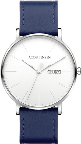 Jacob Jensen Armbanduhr Titanuhr ⌀40mm Armband Vegan blau Saphirglas 32163