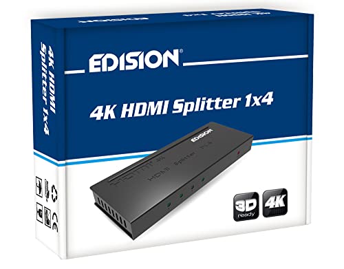 EDISION 4k HDMI Splitter 1x4 Verteiler Ultra HD 2160p Full HD 1080p CEC HDCP 3D Ready
