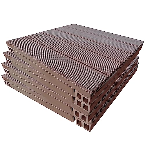 NATERIAL - 4 Stück Terrassenplatten Java- 50x50 cm - 1 m² - Holzoptik - WPC - Braun - Balkonfliesen -Terrassendielen