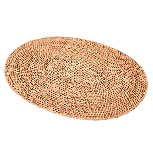 Hopbucan aus Rattan geflochten, ovale Tischsets, rund, rutschfest, hitzebeständig, Mehrzweck-Platzdeckchen, 30 x 40 cm