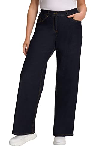 Ulla Popken Damen Mary, weites Bein, 5-Pocket, Komfortbund Flared Jeans, Blau (Dark Denim 93), (Herstellergröße:58)