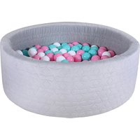 knorr toys® Bällebad soft - Cosy geo grey - 300 balls rose/creme/lightblue grau