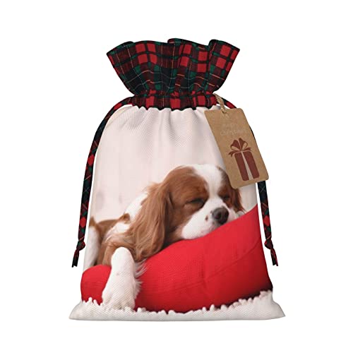 Niedlicher Hund, schlafend, 2 Stück, Geschenktüten mit Kordelzug, für Weihnachtsgeschenke, Party-Dekoration